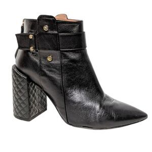 BCBGMAXAZRIA Jarod Leather Quilted Block Heel Booties 39
